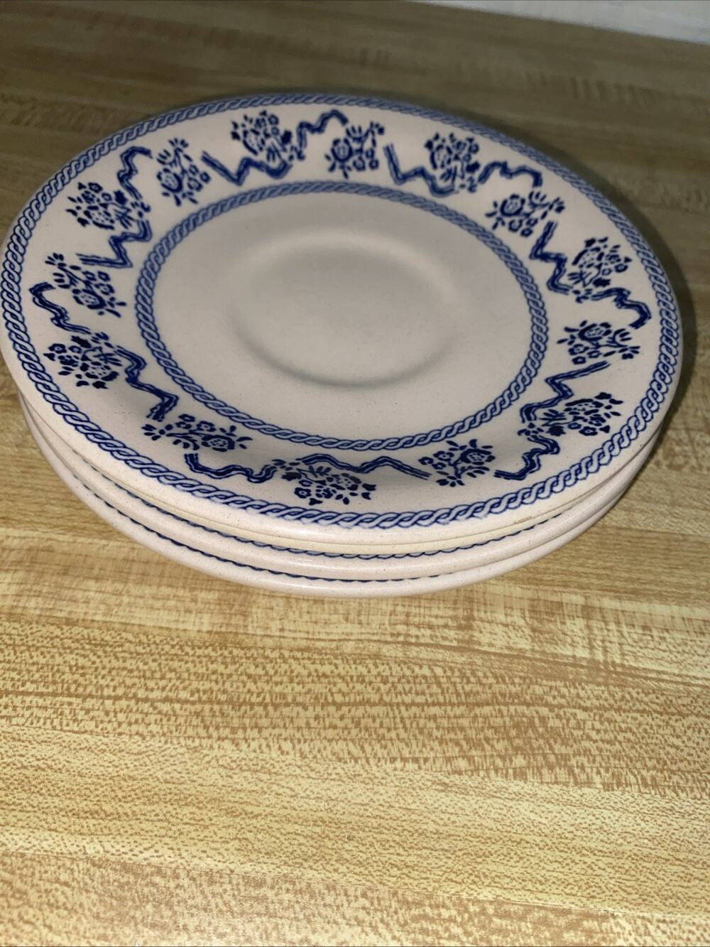Set of 4 Vintage Laura Ashley Blue Petite Fleur Johnson Brothers Saucers 1976